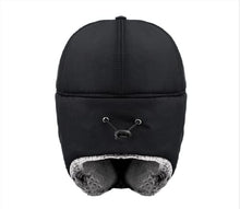 Load image into Gallery viewer, Jahy2Tech Men Women Warm Winter Hats, Aviator Hats, Trapper Hat, Trooper Ear Flaps Hats with Brim and Face Mask for Snowproof Windproof Thermal Hunting Skiing Cycling Cold Weather Black