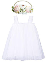 Load image into Gallery viewer, BGFKS Layered Tulle Tutu Dress for Toddler Girls,Baby Girl Rainbow Tutu Princess Skirt Set with Flower Headband.(White,12 Months)