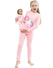 Load image into Gallery viewer, Babyroom Girls Matching Doll&toddler 4 Piece Cotton Pajamas Toddler Unicorn Sleepwear size 7 Pink