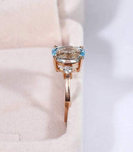 Load image into Gallery viewer, Duan Fashion Jewelry 14k Gold Filled Natural Aquamarine Crystal Ring, Blue Topaz Natural Gemstone Engagement Wedding Ring Lady Size 6-10 (Size 7)