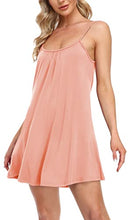 Load image into Gallery viewer, AUHEGN Nightgown for Women Loose Sleepwear Crew Neck Pajama Dress Soft Nightshirt Sleeveless Nightdress Chemise Peach Small