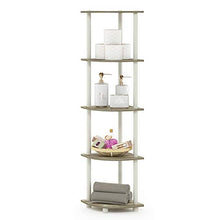 Load image into Gallery viewer, Furinno Turn-N-Tube 5 Tier Corner Display Rack Multipurpose Shelving Unit, 1-Pack, Sonoma Oak/White