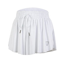 Load image into Gallery viewer, luogongzi 2 in 1 Flowy Women Shorts Gym Yoga Athletic Workout Running Biker Spandex Comfy Lounge Sweat Skirt Summer (L, White)