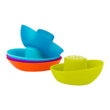 Load image into Gallery viewer, Boon FLEET Toddler Bath Tub Water Stacking Boat Toy Set for Kids Aged 9 Months and Up, Multicolor (Pack of 5)