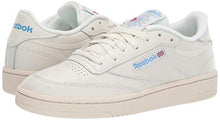 Load image into Gallery viewer, Reebok Women's Club C 85 Sneaker, Chalk/Paper White/Athletic Blue/Excellent Red, 8.5