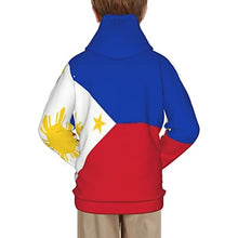 Load image into Gallery viewer, Philippines Flag Print Hoodies Kids 3D Print Sweatshirts Long Sleeve Pullover Hoodies with Pocket for Teen Boys and Girls Black