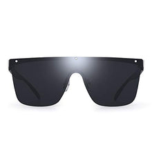 Load image into Gallery viewer, JIM HALO Rimless Shield Sunglasses One Piece Flat Top Mirror Glasses Women Men (Silver Frame/Grey Lens)