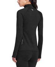 Load image into Gallery viewer, BALEAF Women's Thermal Fleece Half Zip Thumbholes Long Sleeve Running Gear Pullover for Cold Weather Black Size L