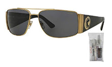 Load image into Gallery viewer, Versace VE2163 100281 63M Gold/Grey Polarized Rectangle Sunglasses For Men For Women+FREE Complimentary Eyewear Care Kit
