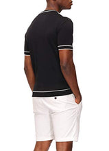 Load image into Gallery viewer, PJ PAUL JONES Mens Striped Knit Golf Shirts Crewneck Short Sleeve Pullover Sweater Black 2XL