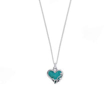 Load image into Gallery viewer, Boma Jewelry Sterling Silver Turquoise Heart Necklace, 16 inches