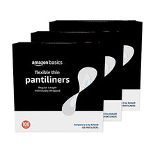 Load image into Gallery viewer, Amazon Basics Flexible Thin Pantiliner, Regular Length, 300 Count, 3 Packs of 100 (Previously Solimo)