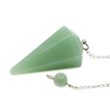 Load image into Gallery viewer, Justinstones Natural Aventurine Gemstone Hexagonal Pointed Reiki Chakra Pendant Pendulum
