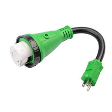 Load image into Gallery viewer, Veepeak 50 Amp Locking to 15 Amp 110V RV Adapter Dogbone, Heavy Duty 12 Inch 10/3 STW Cord, NEMA 5-15P Male Plug to SS2-50R Female Inlet Connector Electrical Converter for Camper Trailer Boat