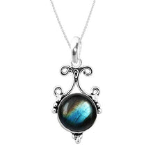 Load image into Gallery viewer, 925 Sterling Silver Natural Round Labradorite Pendant For Women