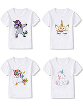Load image into Gallery viewer, 4-Pack Unicorn Graphic Girl Party Summer Clothes Girls Fitted T Shirt… (4-Pack-yh709-2, 24 Months)