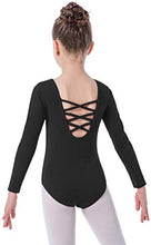 Load image into Gallery viewer, MOLLDAN Girls Long Sleeve Ballet Leotards Crisscross Straps Back Dance Tops(2QT5028-06-L)