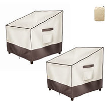 Load image into Gallery viewer, F&J Outdoors Waterproof Patio Chair Covers UV Resistant Eco-Friendly Fabric Outdoor Lounge Chair Straight Back Chair Covers, 33Wx34Dx32H inch,Beige+Brown,2Pack