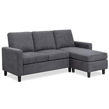 Load image into Gallery viewer, Shintenchi Convertible Sectional Sofa Couch, Modern Linen Fabric L-Shaped Couch 3-Seat Sofa Sectional with Reversible Chaise for Small Living Room, Apartment and Small Space, (Dark Grey)