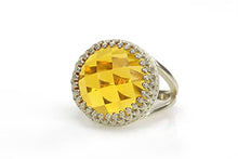 Load image into Gallery viewer, Elegant November Birthstone Ring by Anemone Jewelry - Classy 16mm Citrine Gem in 925 Sterling Silver - Handmade Citrine Ring - Perfect for Any Occasion - Free Box