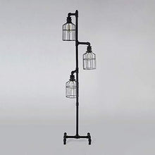 Load image into Gallery viewer, NIUYAO Industrial Style 60'' High Track Tree Floor Lamp Iron Cage 3 Lights Pipe LED Floor Light Fixture Black 409434