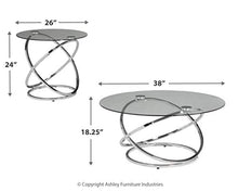 Load image into Gallery viewer, Signature Design by Ashley - Madanere Contemporary 3-Piece Table Set - Includes Cocktail Table & Two End Tables, Chrome Finish