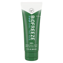 Load image into Gallery viewer, Biofreeze Menthol Pain Relieving Gel 3 FL OZ Tube For Pain Relief Associated With Sore Muscles, Arthritis, Backaches, Strains, Bruises, Sprains & Joint Pain (Packaging May Vary)
