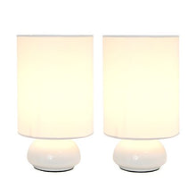 Load image into Gallery viewer, Simple Designs LT2043-WHT-2PK Gemini Colors 2 Pack Mini Touch Fabric Shades Table Lamp Set, White/White