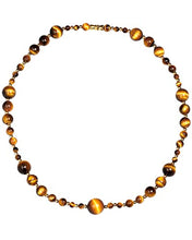 Load image into Gallery viewer, Jewever Tiger Eye Beaded Strand Necklaces for Women Men Necklace Reiki Healing Crystals and Gemstone Beaded Necklace Natural Stone Unisex Jewelry Gifts (Yellow)