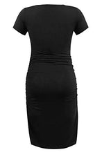 Load image into Gallery viewer, Smallshow Women's Short Sleeve Maternity Dress Ruched Pregnancy Clothes Large Black