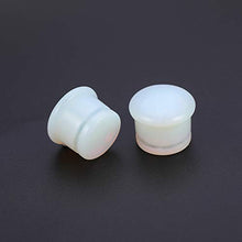 Load image into Gallery viewer, ZS Single Flare Clear Opalite Moonstone Ear Plugs and Tunnels with O-Ring Stretcher Expander Pair (7/16"(11mm))