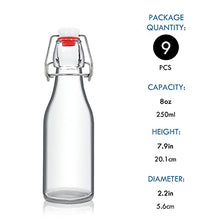 Load image into Gallery viewer, 8oz Swing Top Bottles - Glass Beer Bottle with Airtight Rubber Seal Flip Caps for Home Brewing Kombucha, Beverages, Oil, Vinegar, Water, Soda, Kefir (9 Pack)