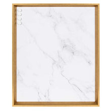 Load image into Gallery viewer, Kate and Laurel Calter Framed Decorative Magnetic Bulletin Board with Classic Glam Cararra Marble Design, 21.5x27.5, Gold