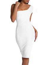 Load image into Gallery viewer, whoinshop Women's One Shoulder Summer Evening Cocktail Club Party Bandage Dress White S