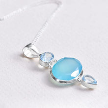 Load image into Gallery viewer, YoTreasure Blue Topaz & Chalcedony Crystal Necklace .925 Sterling Silver Chain Pendant
