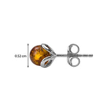 Load image into Gallery viewer, Amber Sterling Silver Small Ball Stud Earrings