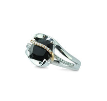Load image into Gallery viewer, Heartland By Beverley Mitchell 10K Rose Gold with .925 Sterling Silver Cushion Cut Black Onyx & Diamond Accented Faux Bypass Statement Ring (H-I Color, I2-I3 Clarity) - Size 7