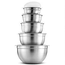 Load image into Gallery viewer, Premium Stainless-Steel Mixing Bowls with Airtight Lids (Set of 5) Nesting Bowls for Space-Saving Storage, Easy-Grip & Stability Design Mixing-Bowl Set Versatile For Cooking, Baking, & Food Storage