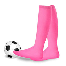 Load image into Gallery viewer, Youth to Adult Unisex Soccer Athletic Sports Team Cushion Socks 3 Pack (Youth (5-7), Hot Pink)