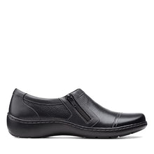 Load image into Gallery viewer, Clarks womens Cora Giny Loafer Flat, Black Tumbled/Smooth Leather, 9 US