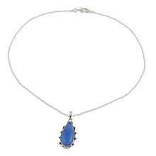 Load image into Gallery viewer, NOVICA Chalcedony .925 Sterling Silver Pendant Necklace, 17.25", Peaceful Blues'