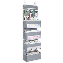 Load image into Gallery viewer, Univivi Door Hanging Organizer Nursery Closet Cabinet Baby Storage with 4 Large Pockets and 3 Small PVC Pockets for Cosmetics, Toys and Sundries (Grey)