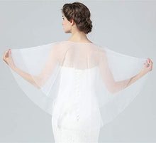 Load image into Gallery viewer, Wedding Cape Lace Bridal High-Low Capelet Bolero Cover Up Lace Shawl 1920S Women Shrug Wrap Off White Style 3