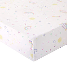 Load image into Gallery viewer, La Premura Unicorn Baby Nursery Crib Bedding Set for Girls – Baby Unicorn & Rainbows 3 Piece Standard Size Crib Bedding Sets in Pink, Yellow & Green