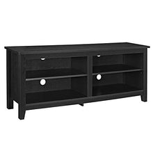 Load image into Gallery viewer, WE Furniture Minimal Farmhouse Wood Universal Stand for TV's up to 64" Flat Screen Living Room Storage Shelves Entertainment Center, 58 Inch, Black