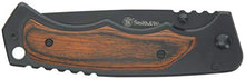 Load image into Gallery viewer, Smith & Wesson 8.5in S.S. Folding Knife with 3.7in Drop Point Blade and S.S. and Real Wood Insert Handle for Outdoor, Tactical, Survival and EDC