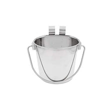 Load image into Gallery viewer, Fuzzy Puppy Flat Sided Pail with Dual Hooks, Snugly Fit On Dog, Cat and Critter Crates & Cages, Heavy Duty Stainless Steel, 1 Quart (FSP-1)