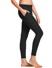Load image into Gallery viewer, BALEAF Women's Mid-Waist Yoga Leggings Side Pockets 28" Workout Running Athletic Pants (XS-2X) Black M