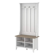 Load image into Gallery viewer, Bush Furniture Salinas Hall Tree with Shoe Storage Bench, Pure White and Shiplap Gray