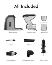 Load image into Gallery viewer, SiFENE Cold Press Juicer Machine, Dual 3" Wide Mouth Slow Masticating Juicer, Anti-Clog Function, Extracts Wheatgrass & Fruit Juice, Easy to Clean, BPA Free for Vegetable and Fruit Juicing, Black